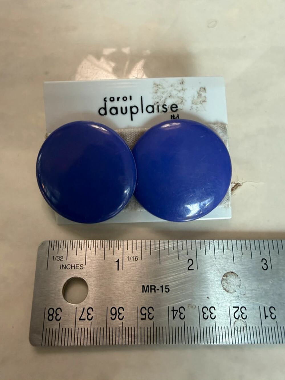 NWT Carol Duplaise Purple Button Earrings 80s Glam